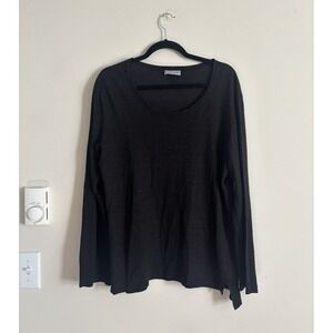 Habitat Clothing Womens XL Linen Knit Top Black Neutral Minimalist Stretch